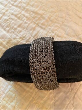 Chainmail-Style Wide Silver Bracelet - Women Jewelry